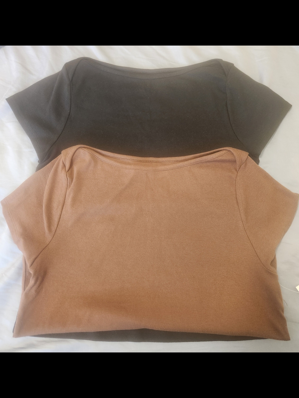 Classic Short-Sleeve Crewneck Top - Black and Brown